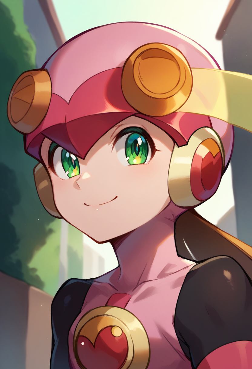 score_9, score_8_up, score_7_up,
<lora:RollexeMaylSakuraiPonybyRR-10:1>, roll.exe_(mega_man), helmet, pink bodysuit, green eyes, long hair, pink gloves, knee boots, pink boots,
1girl, solo, upper body, smile, closed mouth, looking at viewer,
outdoors, street,