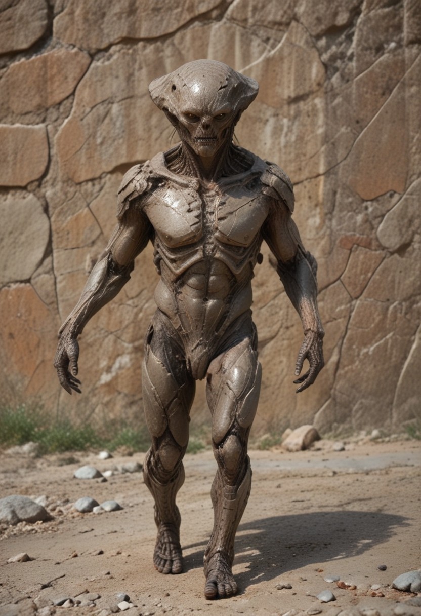 (((running))), Stone catacombs in an alien world filled with stone beings. Adult body proportions , adults, 
((((Full body portrait))))