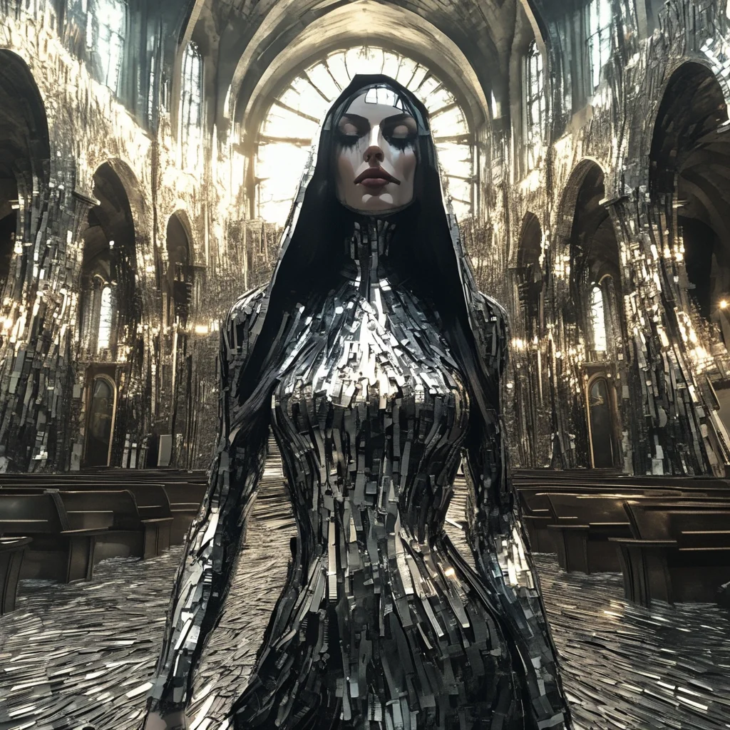 franglamex  professional photo, sexy nun in the cathedral made of metal, high details and very detailed, cinematic, professional light<lora:franglamex:1>