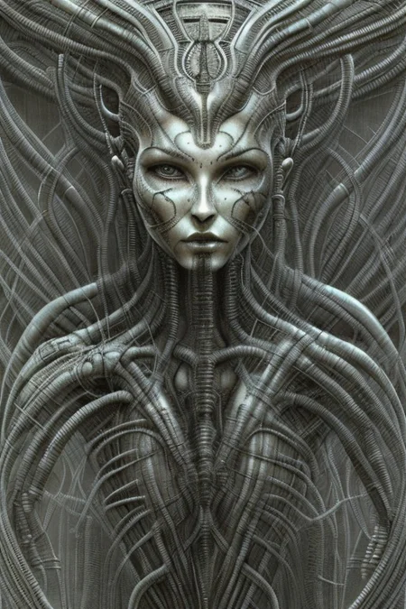hrgiger-drmacabre, intricate digital artwork of a woman,