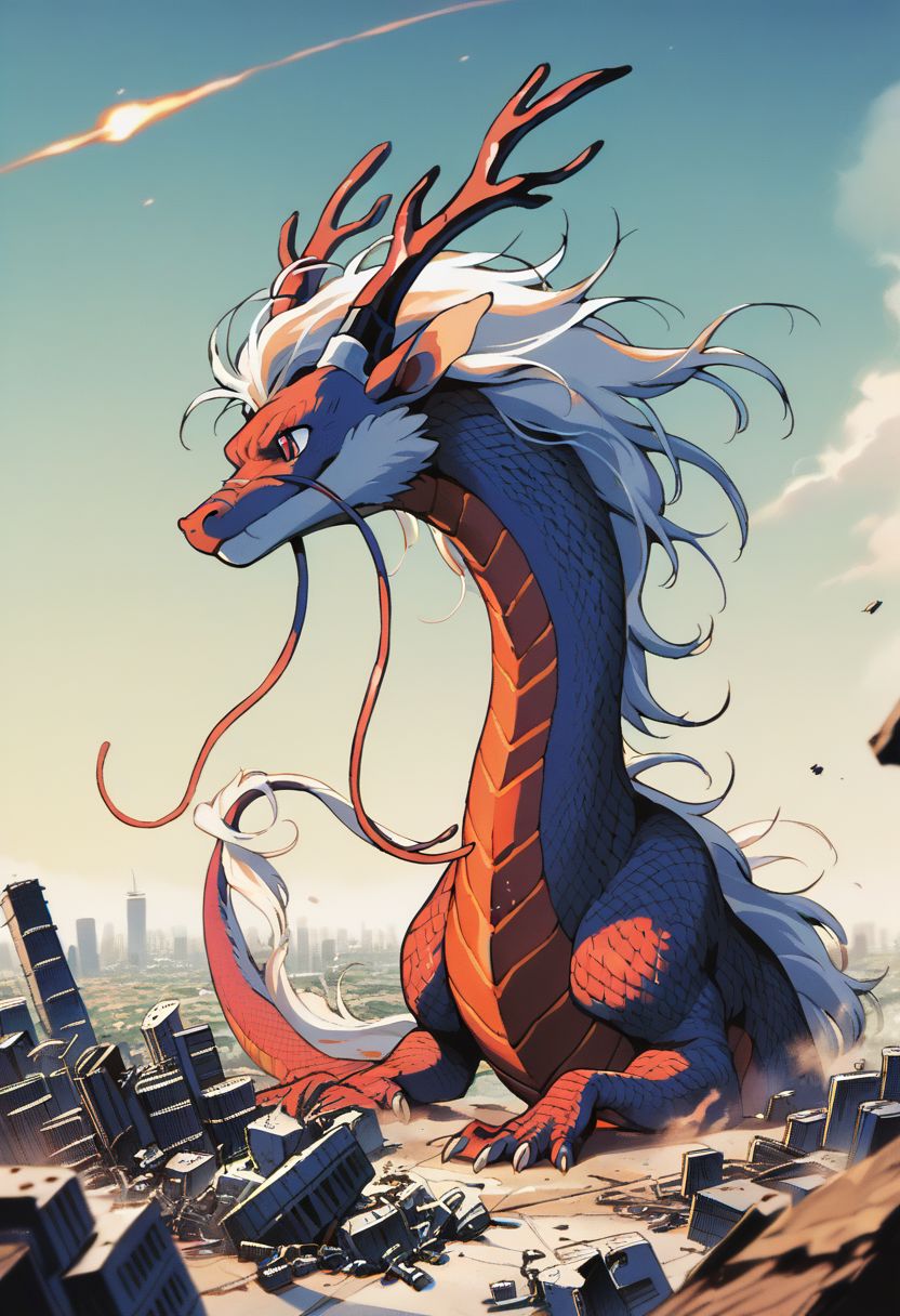 score_9, score_8_up, score_7_up,score_6_up, score_5_up, score_4_up,source_anime,retro artstyle,halftone effect,epic,intricate linework,no humans,dragon,eastern dragon,dragon focus,full body,,cityscape,skyscrapers,destruction,fire