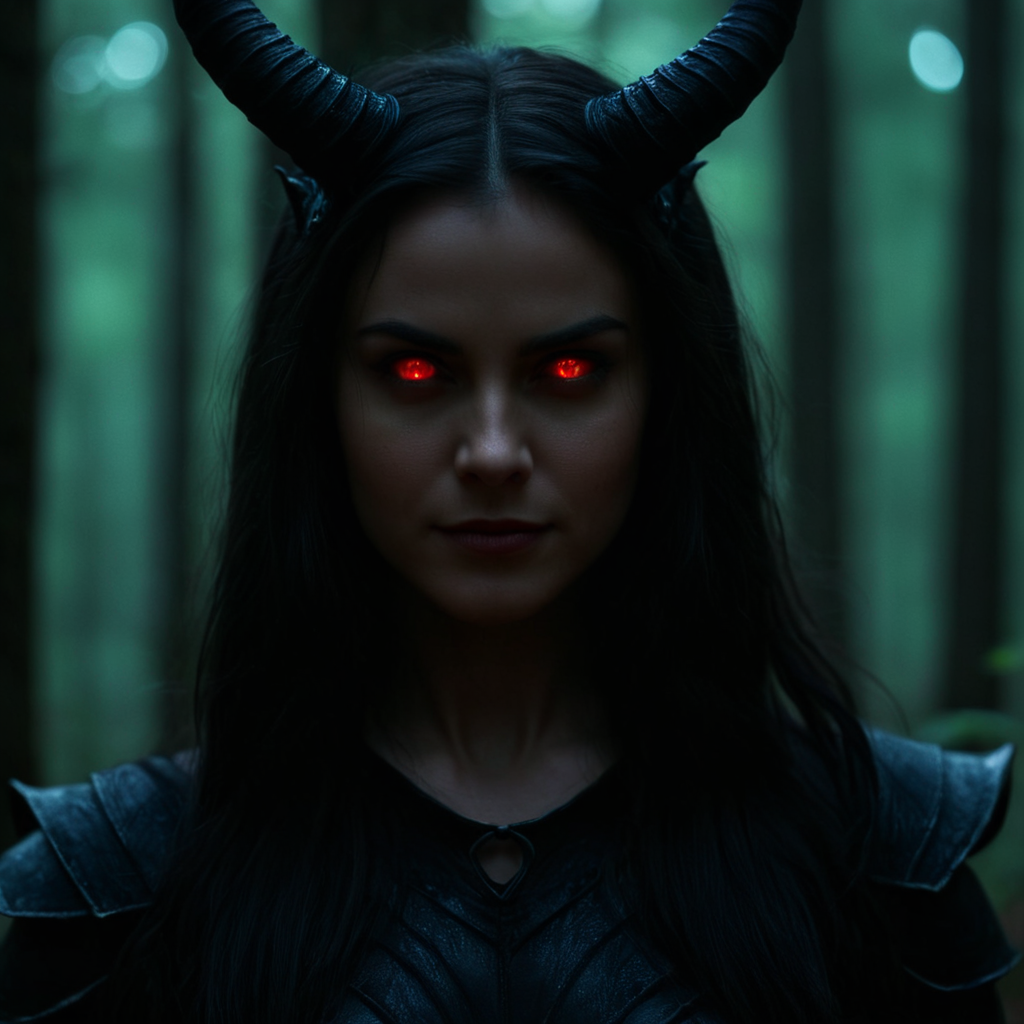 cinematic film still of  <lora:perfect sclera eye style v2:0.6>
In perfect eye style a photo of a red glowing sclera eyes of a woman with horns and full red glowing eyes in a dark forest, sharp, detailed, cinematic, red sclera eye style, solo, long hair, looking at viewer, black hair, red eyes, 1boy, male focus, horns, blurry, smile, armor, glowing, colored skin, facial mark, glowing eyes, demon horns, colored sclera, black sclera, demon, shallow depth of field, vignette, highly detailed, high budget, bokeh, cinemascope, moody, epic, gorgeous, film grain, grainy