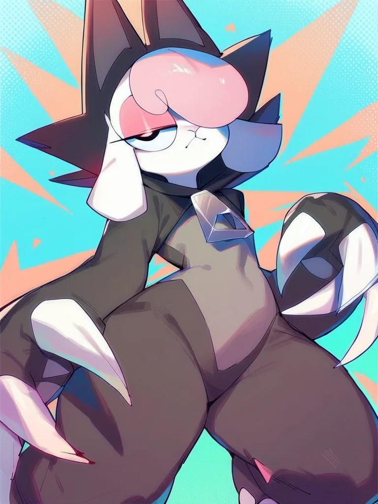 score_9, score_8_up, score_7_up, score_6_up, score_5_up, score_4_up, source_furry, Cofi_PonyXL, hood_up, claws, triangle mouth, <lora:Cofi-PonyXL-v2:1.0>