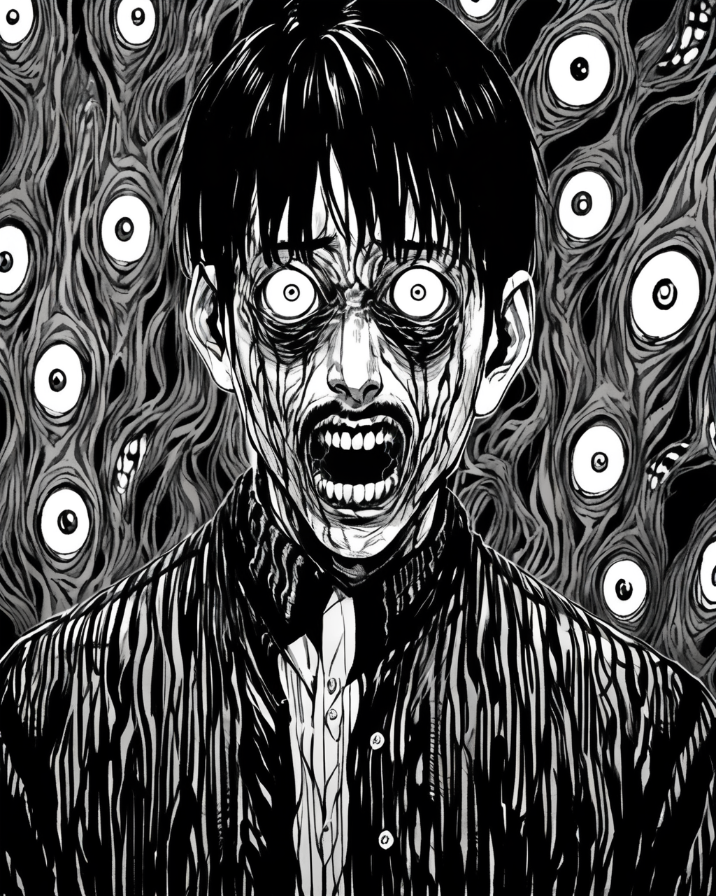 headshot portrait of a man,junji ito style,horror,manga, <lora:XL_itoStyleLycoris:1.0>