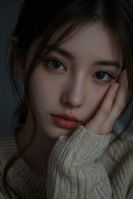 a 18 y.o girls,(from above:1.1),from side,soft lighting,high resolution,professional grade,RAW photography,evocative composition,Cinematic Lighting,moody lighting,perfect eyes,depth of field,virtual background,eyes focus,the face of an angel,