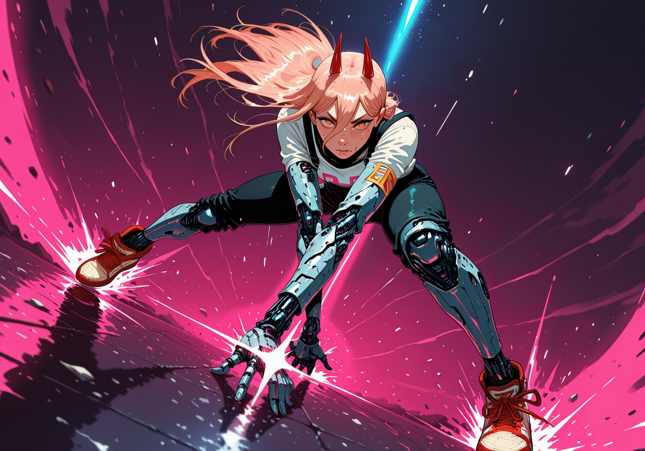embedding:IllusP0s, cybernetic, cybyorg, 1girl, power_\(chainsaw man\), dynamic pose, dynamic angle, 1girl, solo<lora:cybernetic_ill.safetensors:1.0:1.0>
