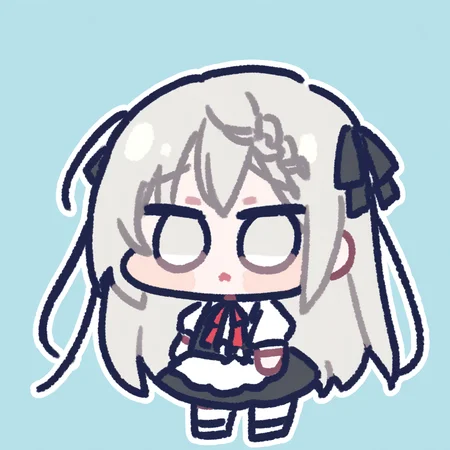 Kasugano Sora,<lora:miratsu_noob:1>,chibi,silver hair,