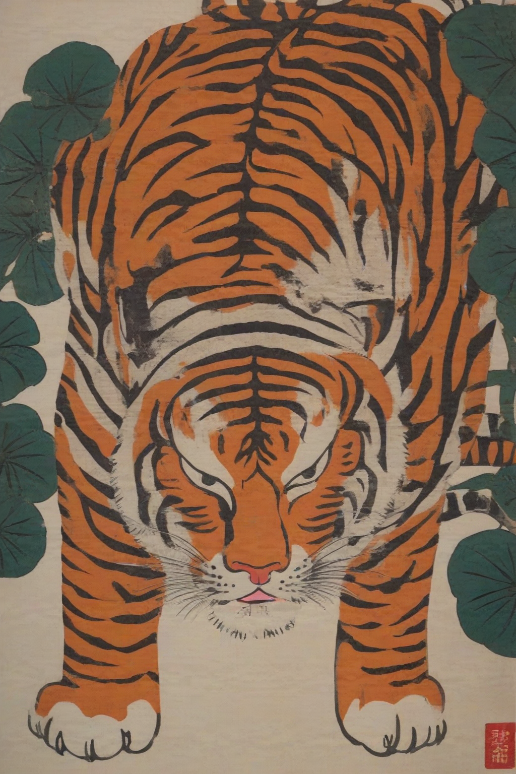 tiger<lora:é²åä¸æ´¾@æ¨å»çç»SDXL (1):1>,Chinese woodcut prints,