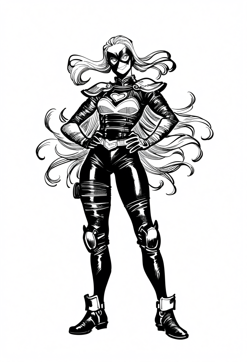 1girl, superhero-costume, magical-girl, armor, eye-mask, very awa, masterpiece, best quality, newest, absurdres, highres, monochrome 