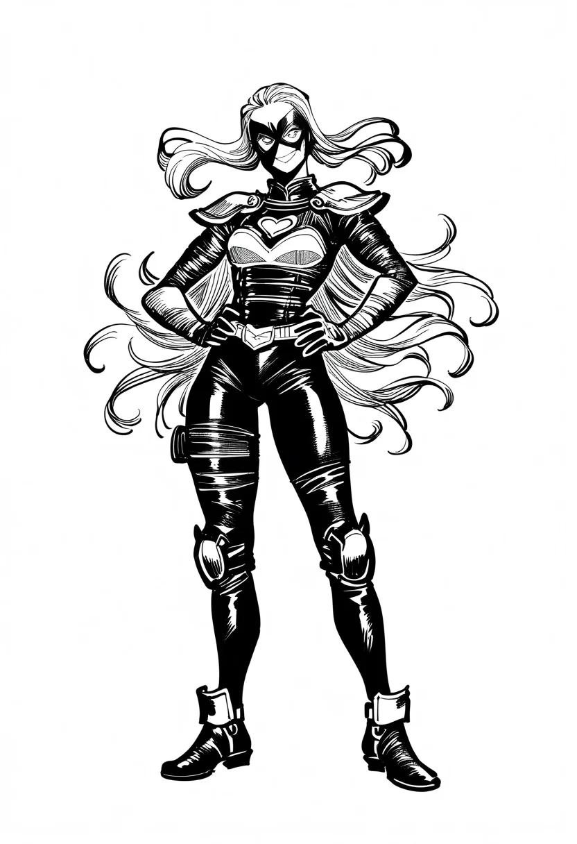 1girl, superhero-costume, magical-girl, armor, eye-mask, very awa, masterpiece, best quality, newest, absurdres, highres, monochrome