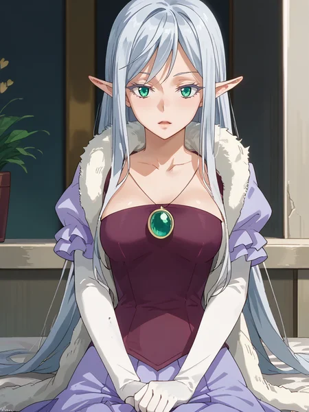 score_9, score_8_up, score_7_up, score_6_up, score_5_up, score_4_up, source_anime, <lora:StS_PonyXL_Detail_Slider_v1.4_iteration_3:3>,cinematic shadow, character focus, detailed skins, soft skins, (cowboy shot:1.4), perfect curvy medium breasts,dynamic pose, <lora:Elmesia_El-Ru_Sarion:1>,elmesia, pointy ears,aqua eyes, bangs,long silver hair,elmesiadress,collarbone, jewelry,necklace,fur trim, white elbow gloves,puffy short sleeves, purple frills,maroon corset, long purple skirt,fur scarf, sitting on knees, begging, hands up,