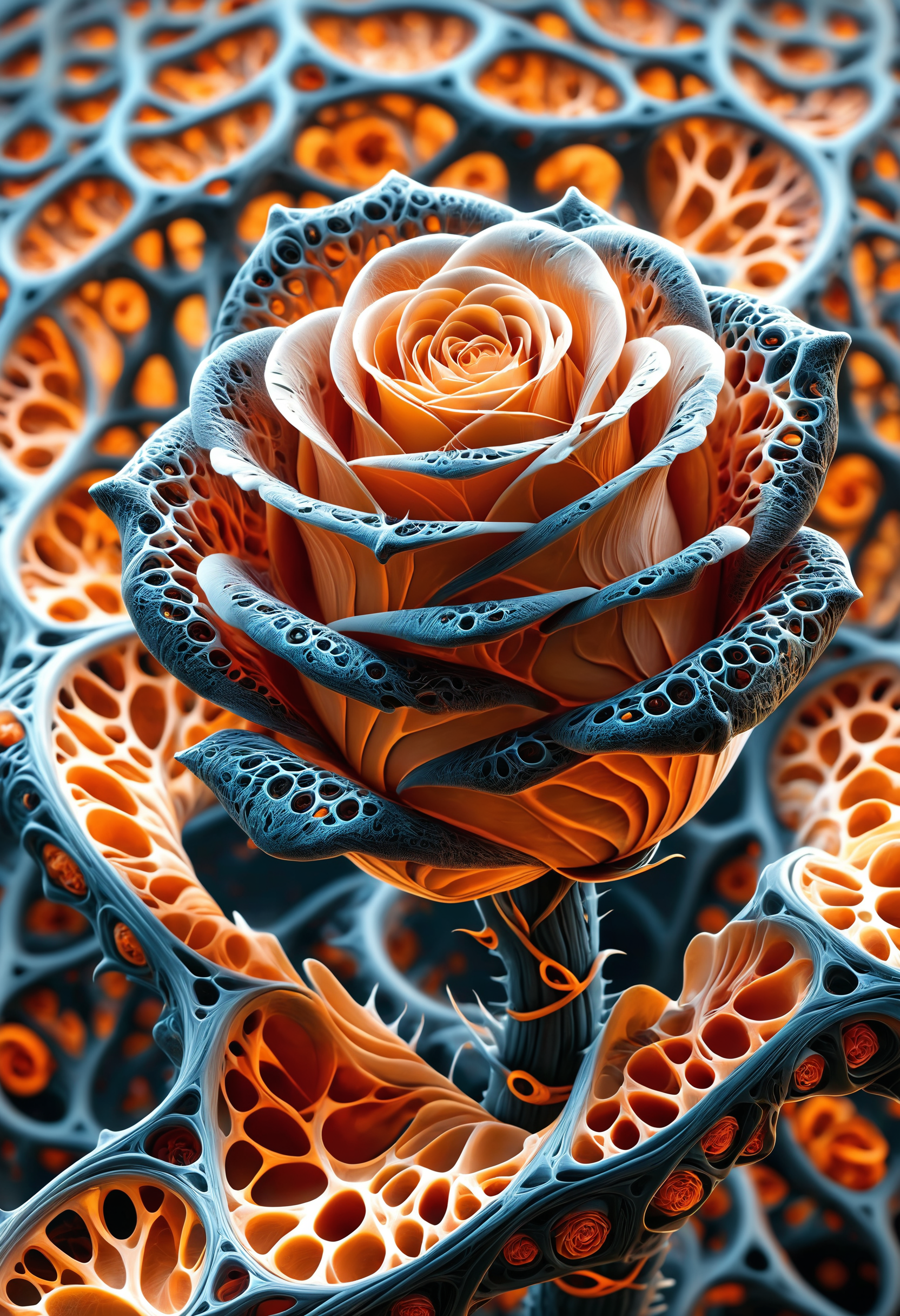 concept art of diagonal barb wire black and orange scales fractal entropy blooming rose inspired by filigree striations, from above, [muted colors : vivid colors : 5], fractal entropy, style of andy park and benjamin carre
<lora:dvr-cl-dvsn:0.75> dvr-cl-dvsn