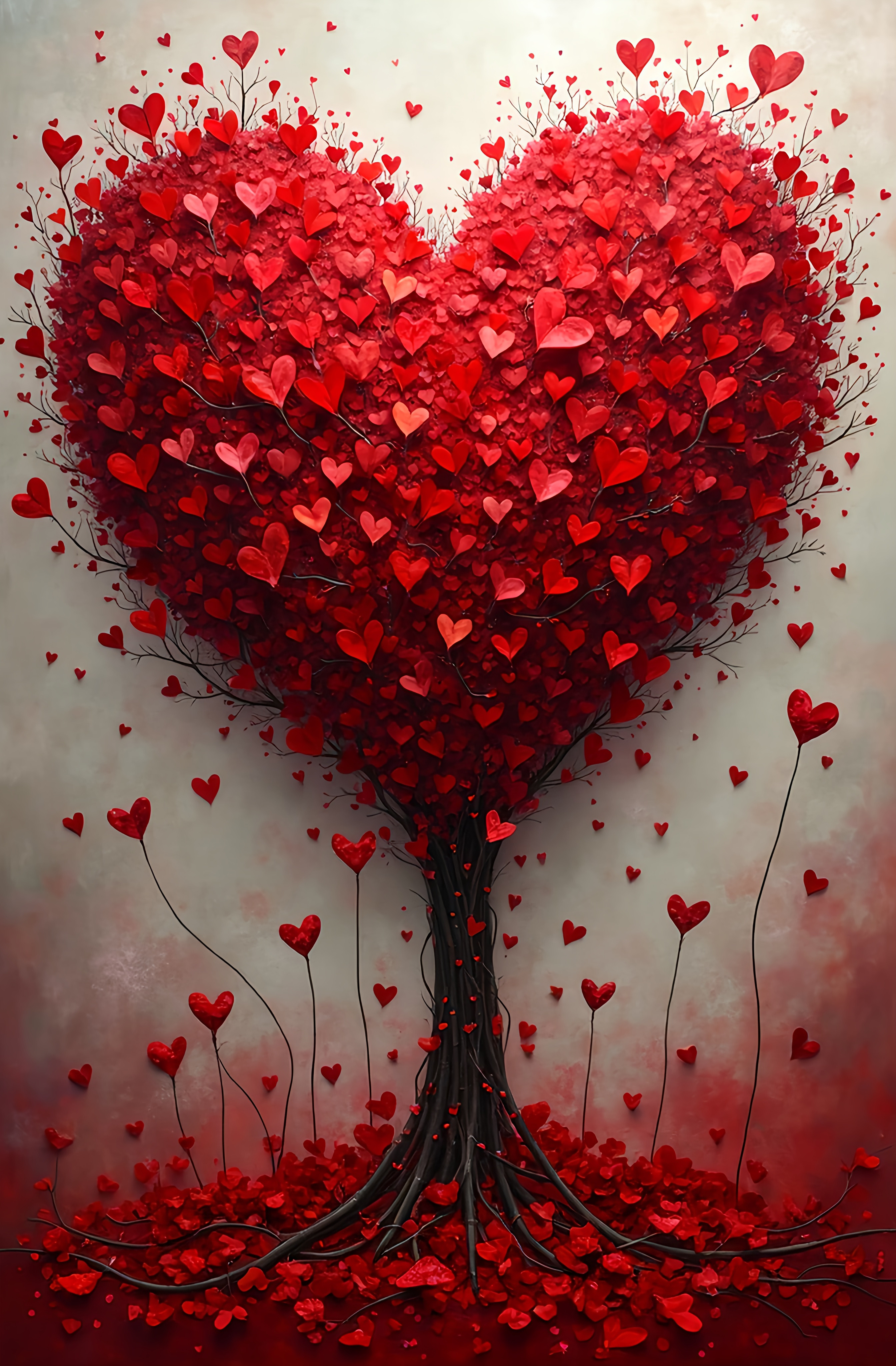 the artwork is a hyper maximalist masterpiece that is both unique and original, featuring a perfect balance of intricate details and bold colors that create a sense of wonder and awe in the viewer. It is a groundbreaking, breathtaking, stunning, epic masterpiece that captures the spirit of Valentine's Day in a way that is both timeless and unforgettable. 