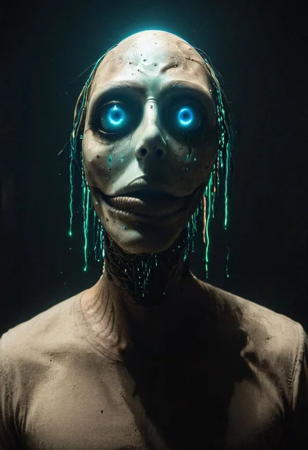 He lifts his head from his head, his eyes on strands of eyes, and in the glitch light handmade and homespun, he sees the visions of pasts lost in enigmatic phantoms and faces of light