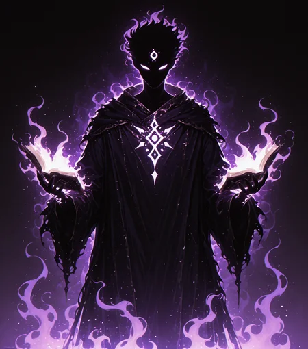 <lora:Shadows_v2_Buns:0.65> sh4d0w, purple aura, glowing, solo, Summoner, wearing Robes with arcane markings, holding enchanted book, elemental spirits, masterpiece, best quality, amazing quality