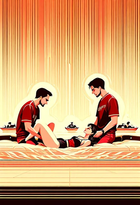 1girl, 3boys, stunning vector illustration, absurdres, sneaky, girl fucked by older men, sailors, luxury yacht cabin, group sex, Bf watches,
Minimalist art, graphic design, flat colors, limited palette,
, ArtVec2, (SuperQuality:1.2)