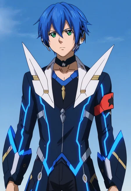 ((masterpiece)), ((best quality)), ((ultra-detailed)), ((absurdres)), score_9_up, score_8_up, score_7_up,
HD, top quality, best quality, amazing quality, High-quality illustrations, anime screencap, source_anime, best aesthetic, perfect proportions, perfect eyes, 1boy, 1male, solo boy, solo male, male focus, solo male focus, Anime, boy, male anime character, anime boy, handsome, cute, charming, Itsuki Tachibana, blue hair, green eyes, headphones, neck collar, ((cowboy shot head to hips shot)), ((facing front, front view)), easynegative, updn, Expressiveh, masterpiece, best quality, very aesthetic, absurdres