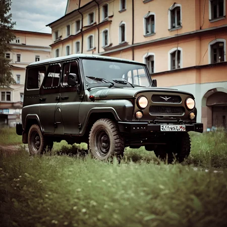 a photo of uaz_hunter in city, cinematic shot <lora:uaz_hunter:1>