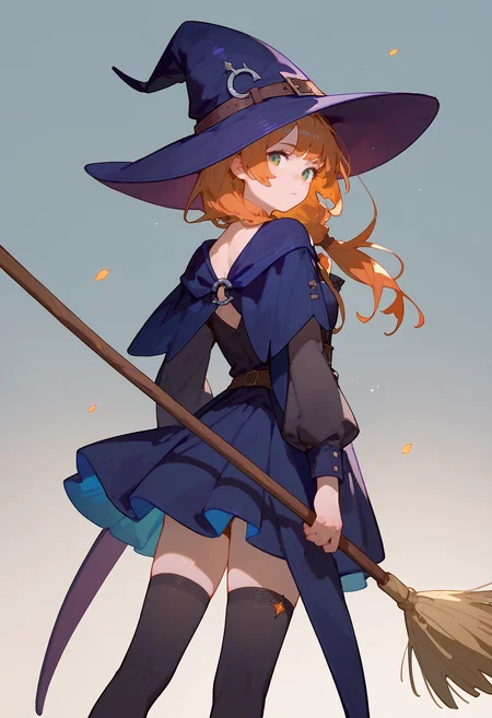 score_9, score_8_up, score_7_up, 1girl holding polearm from behind, simple background, witch, witch hat, broom, looking back, looking at viewer
<lora:holding_polearm_from_behind_pose_final:1>