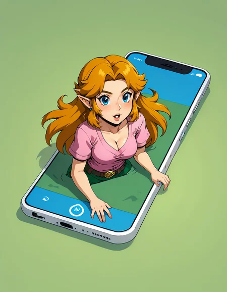 <lora:Phone_PH12X_Pony:1> ph12x, solo, 1girl, upper body, breasts, Malon from Legend of Zelda