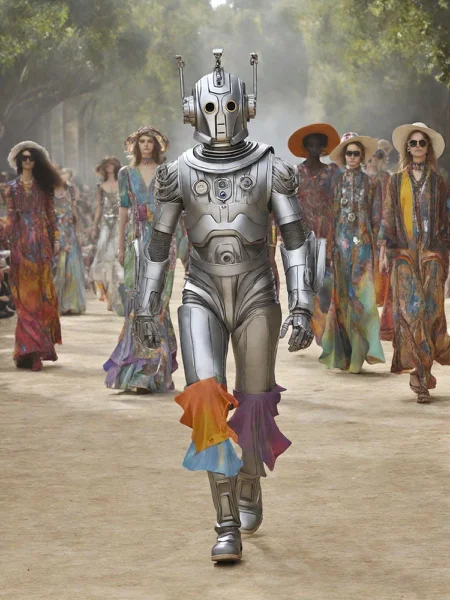 A hippie trippy Cyberman WeirdOutfit style <lora:sdxl-WeirdOutfit-Dreambooh:0.8>