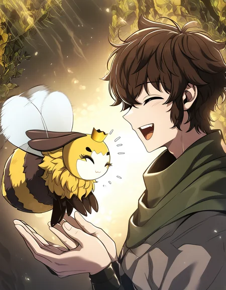 <lora:Midis_Bee_V1[NAIXL-vPred]:1> bee, happy, 1boy, from side,, masterpiece,best quality, very aesthetic,absurdres,newest,