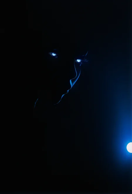 masterpiece, best quality, newest, absurdres, highres, night, realistic, dim light, dark, 1girl, spotlight,glowing eyes,