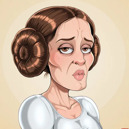 easynegative, Shadman_Style, handsomize, meme, parody, beautiful face, lips, princessleia, 1girl, solo, brown hair, hair buns, brown eyes,