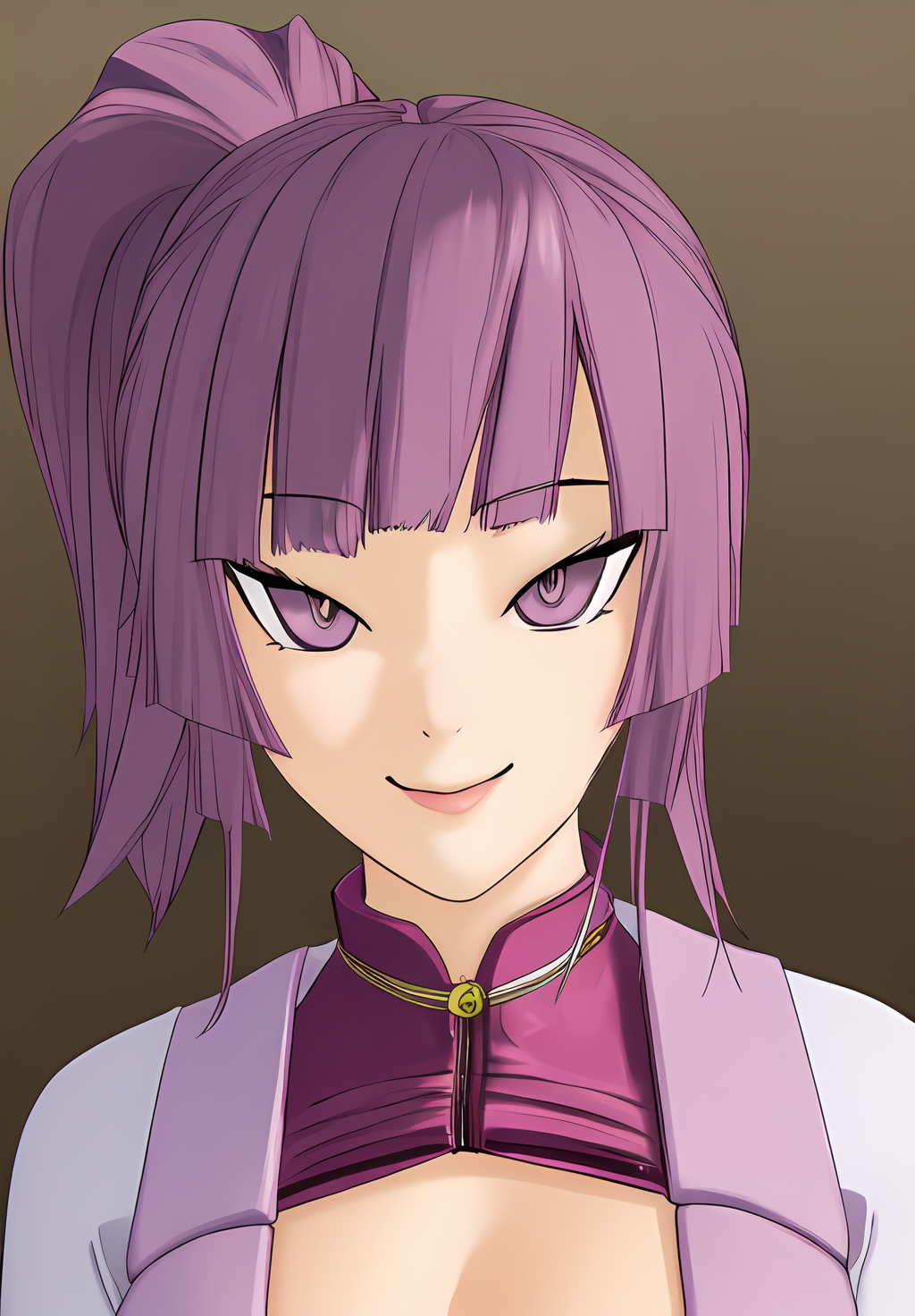 <lora:kunoichi_masako:0.8>, kunoichi_masako, 1girl, solo, ninja, portrait, smirk, (seductive, alluring, charming:1.3), (highly detailed, high quality:1.3)