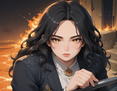 PonyScores7, source_anime, ah1, IllustriousQual, <lora:natsumi_style:0.5>, <lora:by_usakun-pony:0.4> by usakun, <lora:Akina_Bbw_Style_-_PonyXL:0.2> AkinBw
BREAK (festival fashion style, characterized by vibrant colors and bohemian elements, features playful outfits, statement accessories, and a carefree spirit, perfect for music festivals and outdoor events)
BREAK 1girl, mature female, (round face:1.2), (thick eyebrows:1.3), (curvy), round-chin, caucasian, (plump face), <lora:Round_face:0.2>, <lora:ETO_OCPonyXL:0.3> eto_oc, skindentation, (plump), thick thighs, wide hips, busty, voluptuous, lips, <lora:venus body PonyXL:0.3>, <lora:shinyskin2:0.2> glistening skin
BREAK  (((curly hair), long hair, (black hair:1.4), (parted hair:1.7), messy hair, kinky curls, <lora:hairdetailpxl:0.2> hairdetailpxl))
BREAK ((half green and brown eyes), (colorful eyes), (multicolored eyes), (downturned eyes:1.4), <lora:expressive eyes:0.2> expressive eyes, <lora:eyedetailpxl:0.2> eyedetailpxl, <lora:Eyes_High_Definition:0.2> EyesHD)
BREAK ((an expression of bliss,  <lora:Expressive_H:0.2> Expressiveh, <lora:Emotional_Anime_Expressions_PonyXL_Concept:0.2> emotional, <lora:Best_Facial_Expression_LoRA_PONY:0.2>, looking at viewer, <lora:Detailed expressive EXEV style -XL Pony V1.0:0.2> FaceDetail))
BREAK ((taking escalator, putting hand on handrail))
BREAK limeade soft lavender leopard print blazer with a black bodysuit and high-waisted trousers
BREAK (((an ancient volcanic lair, with timeworn lava tubes, fiery depths, and an aura of power)))
BREAK <lora:xl_more_art-full_v1:0.2>, <lora:aesthetic_anime_v1s:0.2>, <lora:EpicF4nta5yXL:0.2>, <lora:detailxl:0.2> detailxl, <lora:Fant5yP0ny:0.2>, best quality, amazing quality, best aesthetic, absurdres, illustration, Volumetric_Lighting, ultra-detailed, very aesthetic, intricate details, 8k, masterpiece, best_quality
BREAK Stable_Yogis_PDXL_Positives, AS-Adult, <lora:Complicated fantasy portrait - XL Pony V2.0:0.2>, bad-hands-5, <lora:HDA_Detailer:0.3>, HDA_FatGirlXL