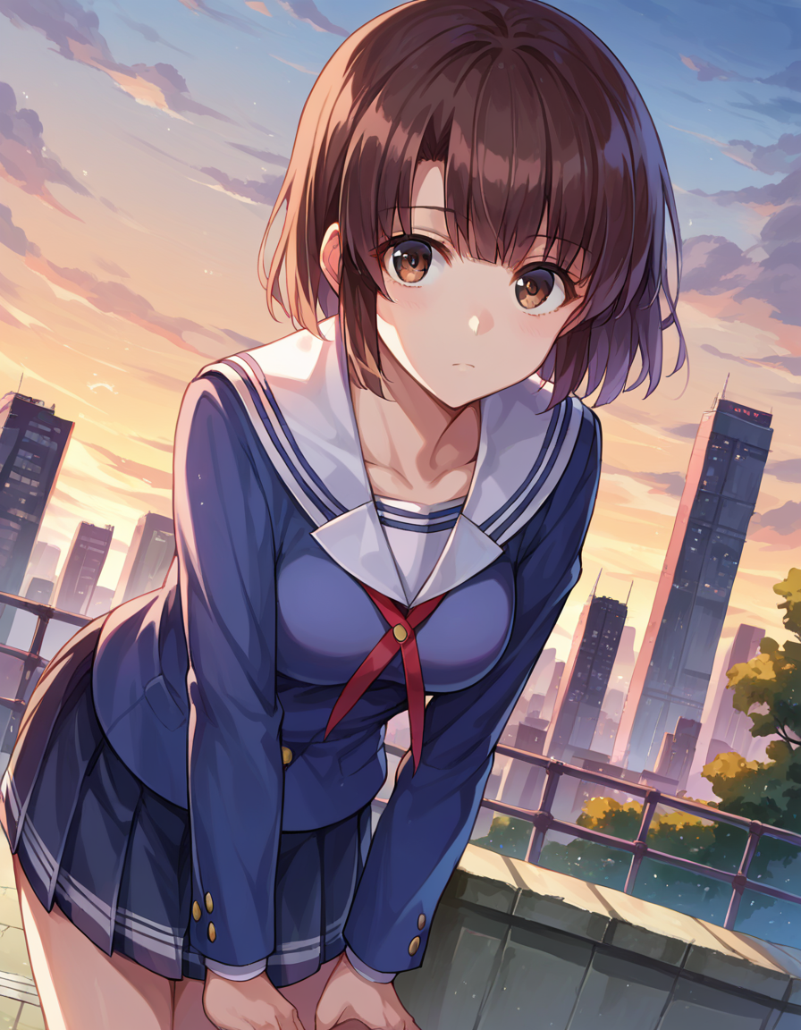 score_9, score_8_up, score_7_up, source_anime,
megumikatou, <lora:megumi-katou-ponyxl-lora-nochekaiser:1>
megumi katou, brown hair, brown eyes,
short hair, miniskirt, school uniform, skirt, sailor uniform, serafuku,
outdoors, cityscape, bent over,
looking at viewer, dutch angle, cowboy shot,