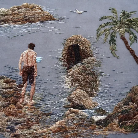<lora:SDXL_embroidery_Sa_May_V8:1> embroidery, a man near the sea
