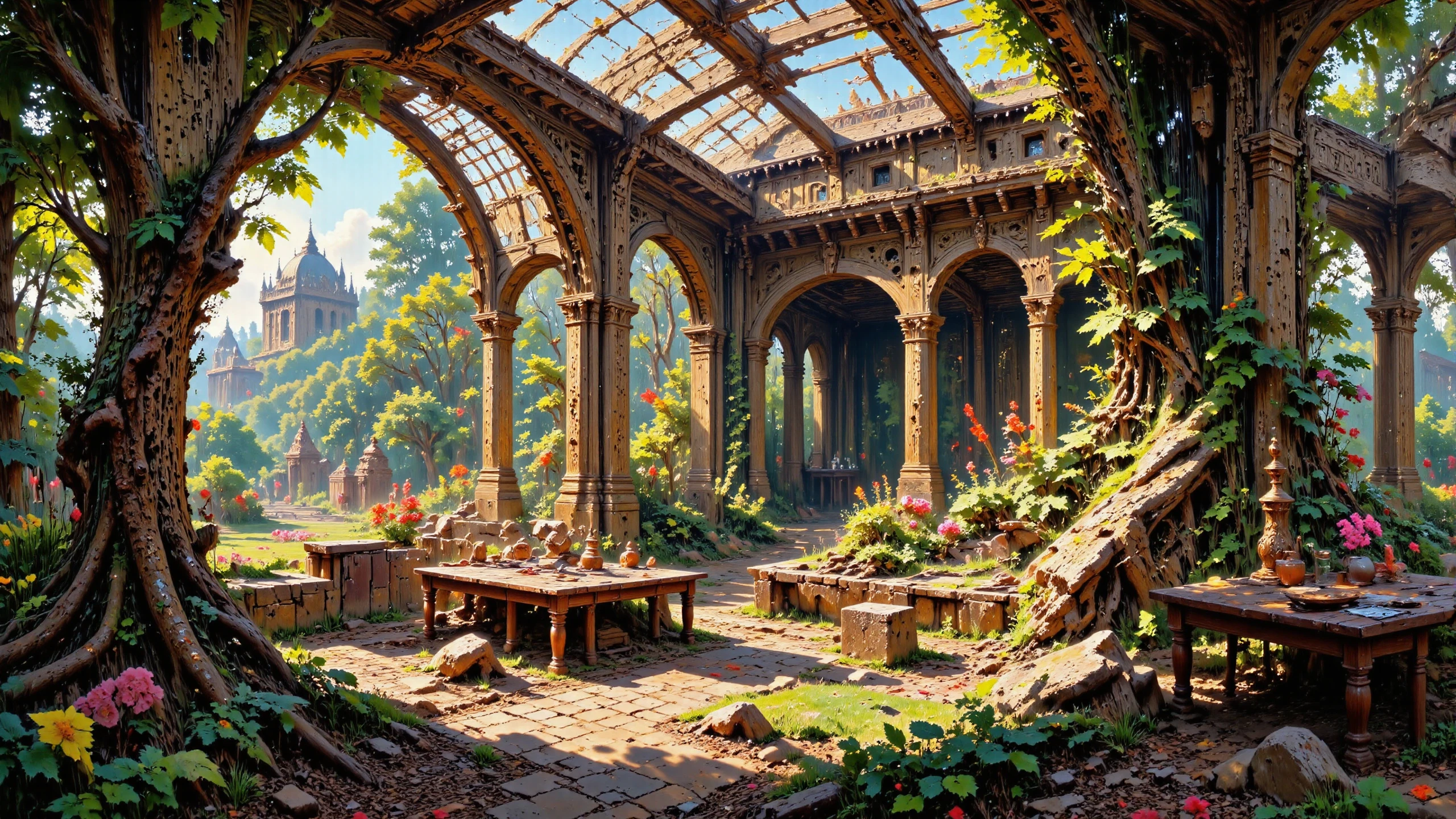 (greenhouse:1.3),  beautiful (Sammarinese) fantasy landscape,  noon, woman, intricate, very detailed, sharp, colorful, <lora:Hand v2:1> <lora:Anti-Blur:1> <lora:Insane Detail Slider:0.5>   <lora:Flux.1_Turbo_Detailer:0.6> <lora:flux-photo-transparent_Alpha_1.0:0.8> <lora:flux.1_lora_flyway_Epic-detail_v2:0.6> <lora:Painterly01b_CE_FLUX_AIT:0.8> pntrlyCE_style, <lora:VividlySurreal:0.8>, <lora:FluxMythP0rtr4itStyle:0.8> mythp0rt