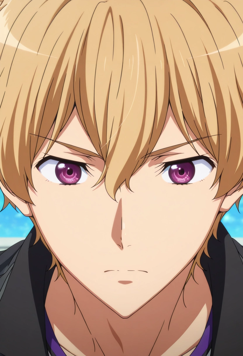 masterpiece, best quality, intricate details, anime screencap, anime coloring, , , 1boy, solo, male focus, <lora:nagisa_hazuki_ilxl:0.92>, nagisa_hazuki, blonde hair, purple eyes, ,