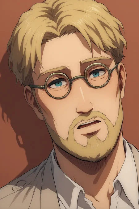 score_9, score_8_up, score_7_up, source_anime, source_explicit
ZekeYeager, 1boy, solo, male focus, glasses, beard, mustached, blonde hair, close up
<lora:detailed_notrigger:1> <lora:Zeke_Yeager_-_Attack_on_Titan:1> <lora:smoothanime:1>