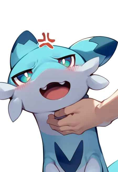 masterpiece,best quality,very aesthetic,absurdres,<lora:chillet_v2:1>,chillet, animal, no_humans, solo, angry, blush, white_background, pokemon_\(creature\), simple_background, anger_vein