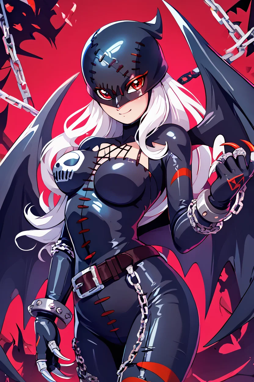 score_9, score_8_up, score_8, medium breasts, (curvy), cute, eyelashes,       BREAK, ,  zzLadyDevi, chain, belt, stitches, claws, gloves, wings, asymmetrical clothes, bodysuit, <lora:LadyDevimon_Digimon_PDXL:0.8>,  , BREAK, smile, closed mouth, looking at viewer, cowboy shot, ,,, embedding:zPDXL, Expressiveh, ,,, <lora:Konpeto_PDXL_v3:1.0>, <lora:SDXLFaeTastic2400:0.5>, <lora:Expressive_H-000001:0.4>,