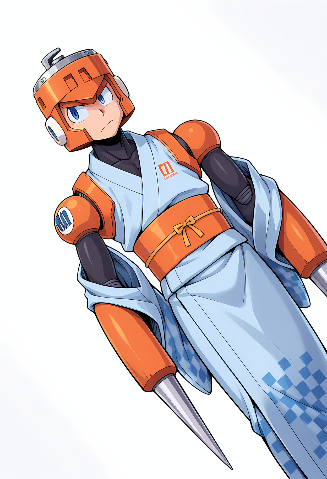 masterpiece, best quality, amazing quality, dutch angle, abstract background, BREAK
1boy, solo, male focus, mm3_spark, helmet, blue eyes, android, yukata, japanese clothing, drill arms, BREAK
<lora:cfg_scale_boost:.6>   <lora:Spark_Man_-_Mega_Man_3_-_ILXL:1>