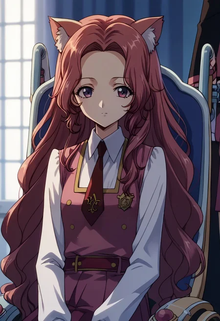 score_9, score_8, score_7, nanally, long sleeves, dress, school uniform, necktie, red necktie, ashford academy school uniform, wheelchair,