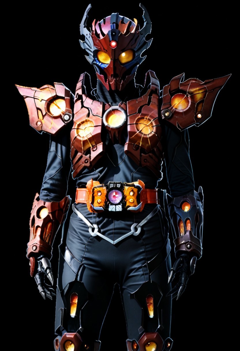 score_9, score_8, score_7, dread, solo, armor, tokusatsu, bodysuit, helmet, rider belt,