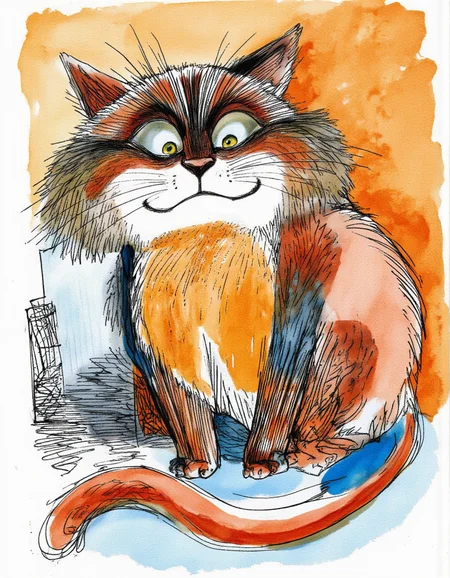 <lora:chizhcats:1>, a clourful drawing of funny cat