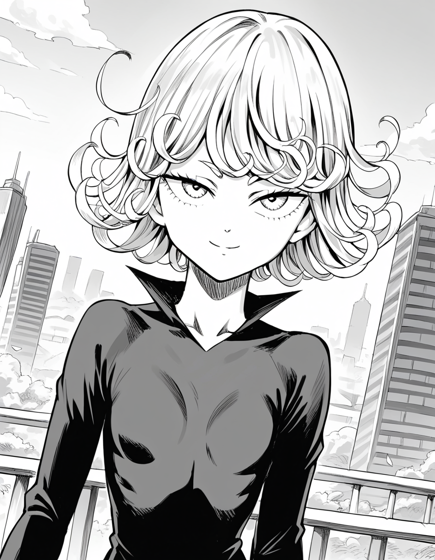 score_9, score_8_up, score_7_up, source_anime,
tatsumaki, <lora:opm-tatsumaki-manga-ponyxl-lora-nochekaiser:1>,
tatsumaki, short hair, curly hair, monochrome, greyscale,
long sleeves, dress,
outdoors, cityscape, smile,
looking at viewer, cowboy shot, solo, dutch angle,