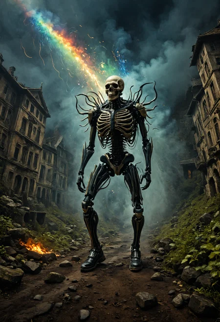 Horror-themed ((({A animals Vivacious, They wore the Self-Assembling Shoes, sneakers made of modular robotic parts that reconfigured themselves based on terrain. On flat surfaces, they became lightweight running shoes; on rocky trails, they morphed into hiking boots with retractable spikes for grip.)
 (((with exaggerated expressions))) With an Accordion Body: This quirky vegetable expands and contracts like an accordion when you squeeze itâperfect for impromptu kitchen concerts!, Epic Fireworks Photography: Use a tripod and long exposure settings (2-5 seconds) to capture fireworks displays. Frame your shots to include interesting foreground elements, like silhouettes of people or buildings..(dynamic:1.1),sun rays,(taken by 4mm fisheye lens:1.1), 
(Vivid, HDR, Canon50, 8K, Hyper Realistic, Dramatic, Epic, Dynamic Contrast, Cinematic Lighting, increased brightness)(((Zoomed Out, Far away Shot))) = =. Epic dynamic lighting , vibrant,highly detailed,psychedelic,((Psychedelic, rainbow glow ))
((Vivid, Epic, Dynamic contrast)) (((Zoomed out, Far away shot, In frame)), (((Cinematic, Studio lighting, Contrast)))
<lora:rundiffusionXL_beta:0.8><lora:epicrealismXL_v5Ultimate:0.8><lora:crystalClearXL_ccxl:0.9>
<lora:extremely_detailed:0.8> extremely detailed
<lora:hyperkraximalism:0.6> hyperkraximalism
<lora:JuggerCineXL2:0.8> Movie Still, Film Still, Cinematic, Cinematic Shot, Cinematic Lighting
<lora:xl_more_art-full_v1:0.2>    <lora:RMSDXL_Darkness_Cinema:0.1>
 <lora:HellAI_XL:0.6> HellAI, skull, fire, demon, monster, - Generate images with sharp edges and fine details.
- Produce high-resolution images with no blurriness or distortions.
- Create images with clear and well-defined subjects.
- Ensure that the output images have crisp lines and distinct features.
- Generate images with vibrant colors and accurate tones.
- Avoid noise or artifacts in the generated images.
- Focus on producing clear textures and patterns in the images.
- Emphasize clarity and definition in all aspects of the generated images.
- Prioritize the sharpness and clarity of the main subjects in the images.
- Optimize the AI model to produce clear and visually appealing images., Wlop, By art germ . Eerie, unsettling, dark, spooky, suspenseful, grim, highly detailed