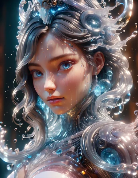 close-up macro portrait of the face of a beautiful princess,epic angle and pose,symmetrical,3d with depth of field,blurred background,cybernetic jellyfish female face skull phoenix bird,translucent,nautilus,energy flows of water and fire. a highly detailed epic cinematic concept CG. made,Blender and Photoshop,octane,excellent composition,cinematic dystopian brutalist atmosphere,dynamic dramatic cinematic lighting,aesthetic,very inspirational,y Greg Rutkowski,Ilya Kuvshinov,Stanley Lau,Ruan Jia and Fenghua Zhong <lora:watce-sdxl-v2:1> watce