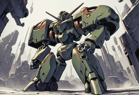 score_9, score_8_up, score_7_up,score_6_up, score_5_up, score_4_up,source_anime,retro artstyle,halftone effect,epic,intricate linework,biomechanical,mecha,pov,from below,fov,dynamic pose,carbon fiber,no humans,gundam,full body