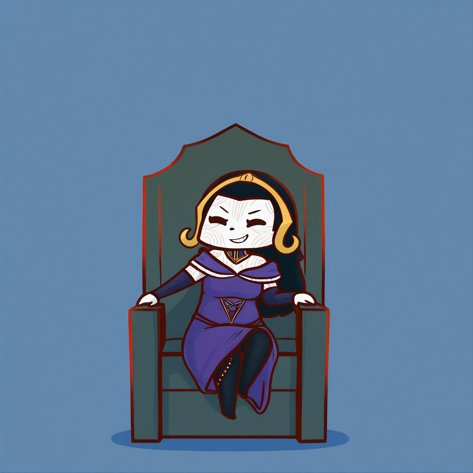 safe, masterpiece, very aesthetic, phdpigeon, chibi, 1girl, liliana vess, mature female, markings, face markings, purple dress, sitting, throne, grin, simple background
<lora:LilianaVess-MTG_NAIXL_v10:1>
