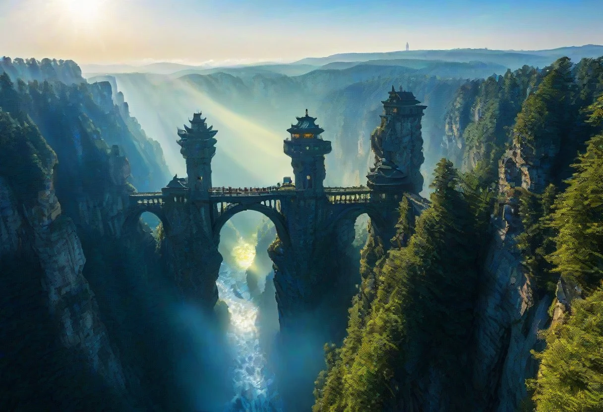 towers ringed in mist, sunrays, mixed media, surrealism, fantasy, great lighting, A surreal landscape highly detailed, extremely high-resolution details, appears trapped in an optical illusion of reflections and refractions colorful, Zhangjiajie mountains, Vienna in contemporary Austria, stone bridges, winding rivers extending to the horizon, professional photography, natural lighting, volumetric lighting maximalist. vivid, vibrant colors, intricately detailed, complex, elegant, expansive, fantastical, film photography style, medium grain, cmnt
(8k uhd:1,4)
<lora:add-detail-xl:1>
<lora:Dynamic Poses:1>