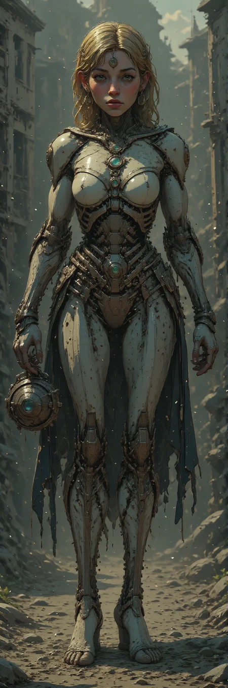 magical beautiful sorceress with robotic body decorated with ornate jewelery and shiny gems <lora:BLUE_mk4_angel_FLUX_01:1> <lora:gudarziModernCartoonFlux:1> <lora:Shattered_Void:1>