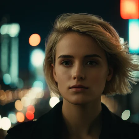 cinematic film still of <lora:detailed_notrigger:0.1>
<lora:facial expression style v2:0.1>
<lora:perfection style:0.1> perfection style
<lora:TeethXL:0.1>
<lora:detailed:0.1> detailed
<lora:skin texture style:0.2>
<lora:SDXLHighDetail_v5:0.2>
<lora:anamorphic bokeh style v3:1>
Anamorphic bokeh style of a woman standing in front of a city at night, detailed style, sharp style, perfection style, cinematic style, film style, kodak style, fujifilm style, 35mm film style, oval bokeh style, anamorphic blur background style, special effect bokeh style, anamorphic lens distortion style, anamorphic film style, anamorphic bokeh style, 1girl, solo, short hair, blonde hair, upper body, blurry, lips, depth of field, blurry background, looking away, realistic, bokeh, outdoors, night, city lights
, shallow depth of field, vignette, highly detailed, high budget, bokeh, cinemascope, moody, epic, gorgeous, film grain, grainy