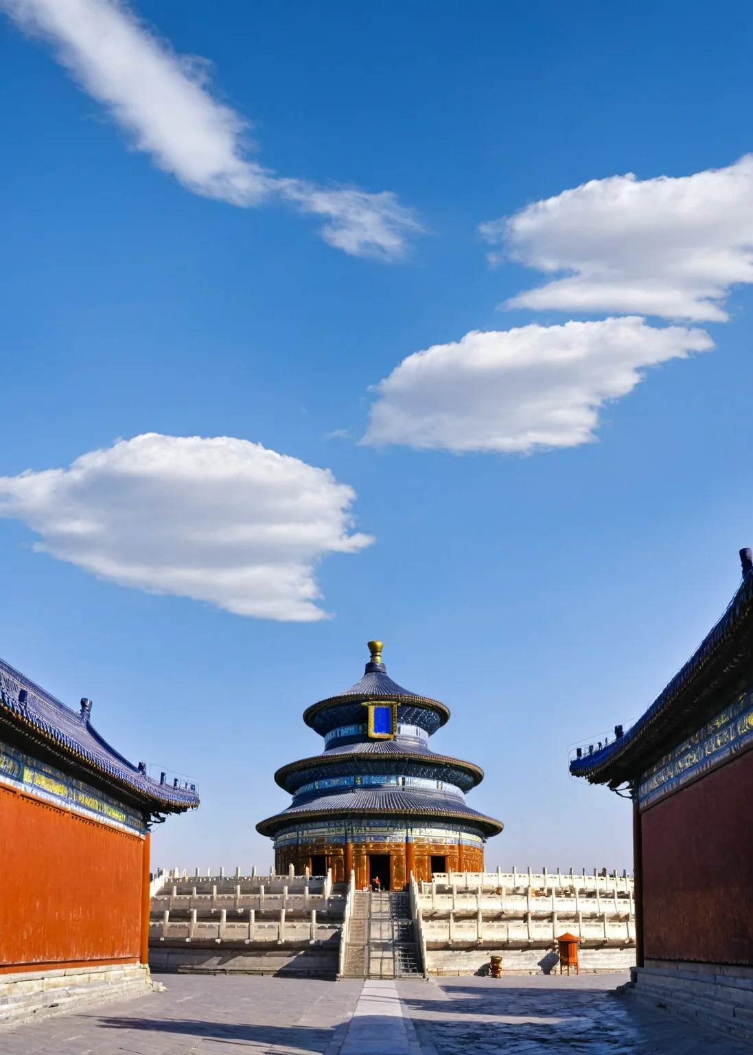 <lora:å¤©å:1>,temple of heaven,scenery,no humans,sky,blue sky,architecture,day,outdoors,building,east asian architecture,cloud,pillar,cityscape,shadow,city,, masterpiece, best quality,